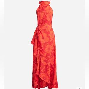NWT J.CREW Collection Red/Orange Formal Halter Dress